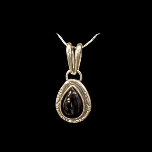 Sterling Silver & Jet Pendant