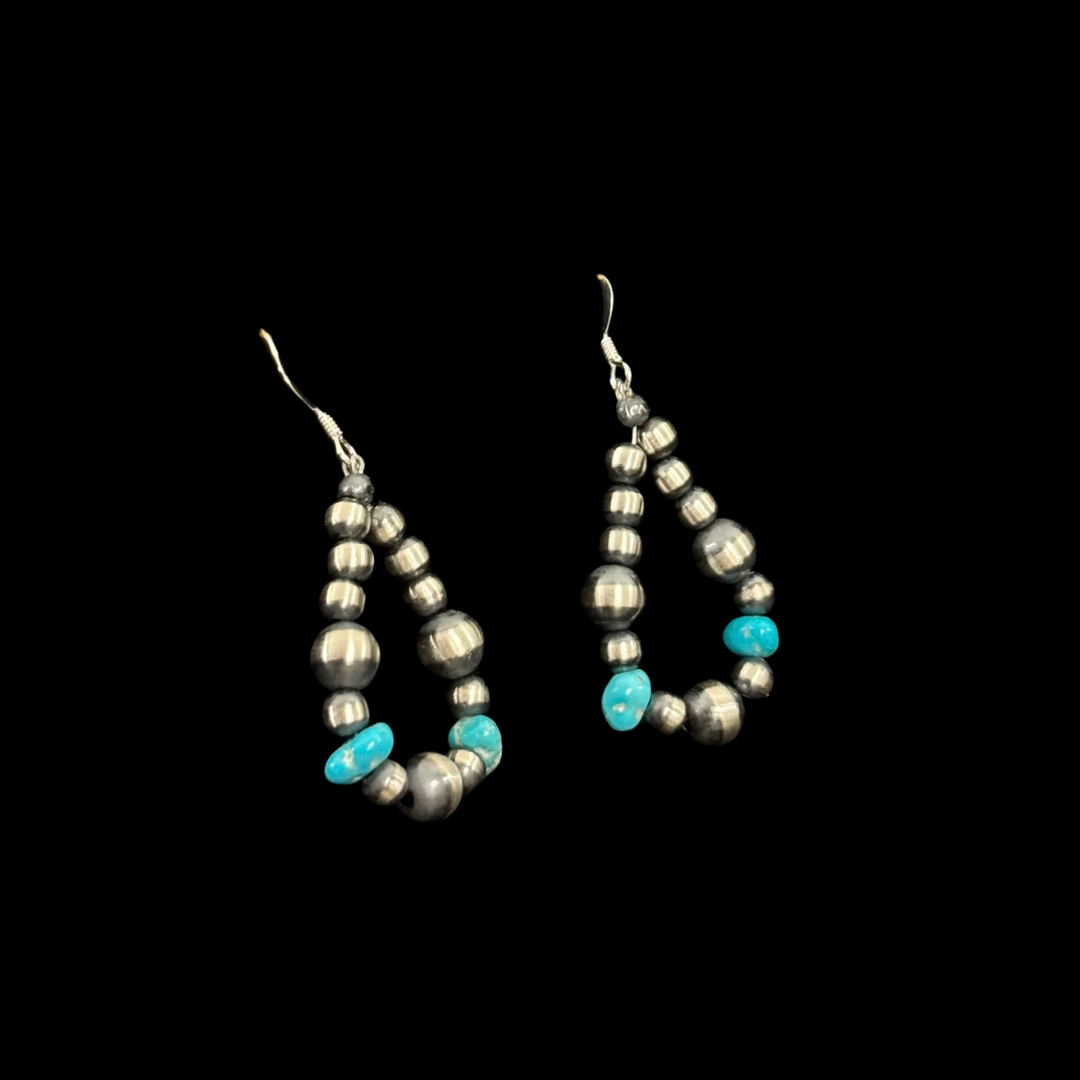 Sterling Silver and Turquoise Navajo Pearl Earrings