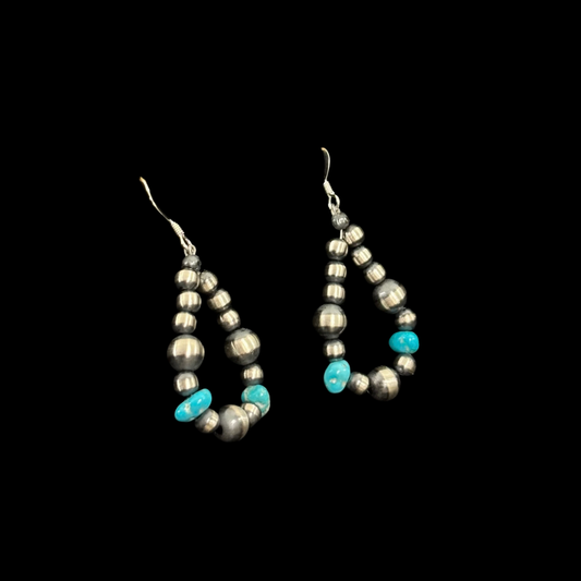 Sterling Silver and Turquoise Navajo Pearl Earrings