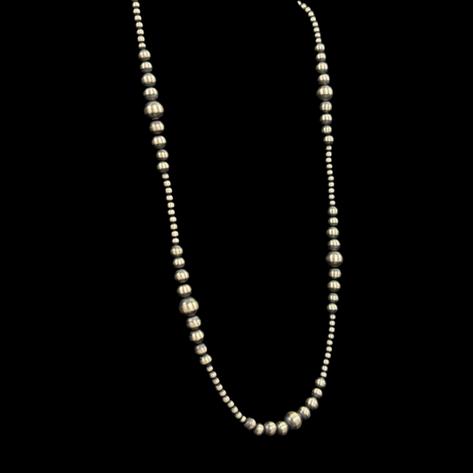 Multi-Gauge Sterling Silver Navajo Pearl Necklace