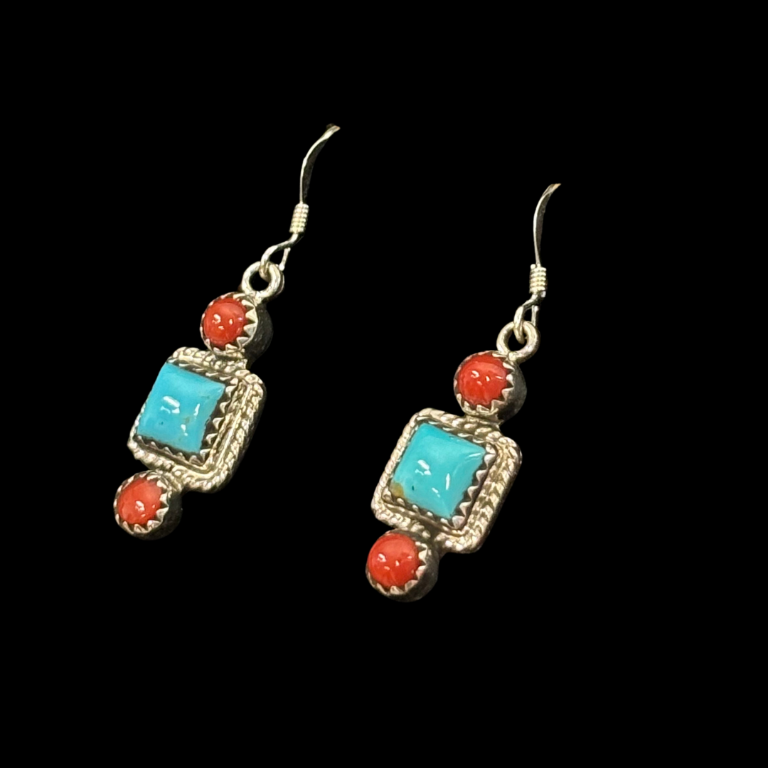 Turquoise & Coral Earrings