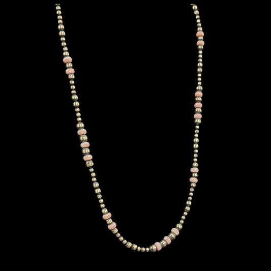 Sterling Silver and Pink Conch Navajo Pearl Necklace