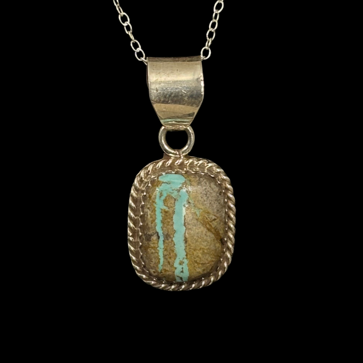 Carico Lake Ribbon Turquoise Sterling Silver Pendant by Nelson Morgan