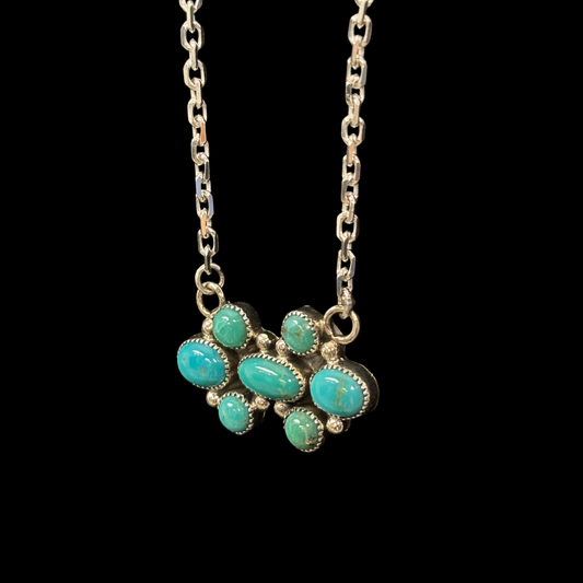 Turquoise & Sterling Silver Cluster Pendant