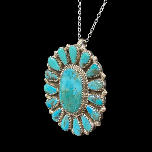 Turquoise & Sterling Silver Cluster Pendant