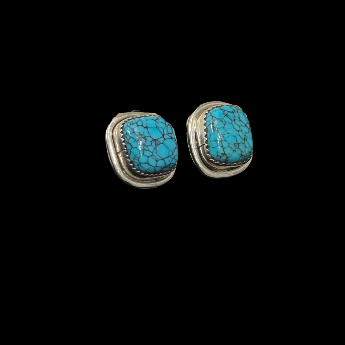 Sterling Silver & Turquoise Stud Earrings By Nelson Morgan