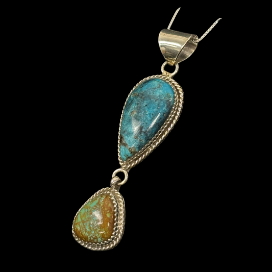 Two Stone Turquoise & Spiny Oyster Pendant
