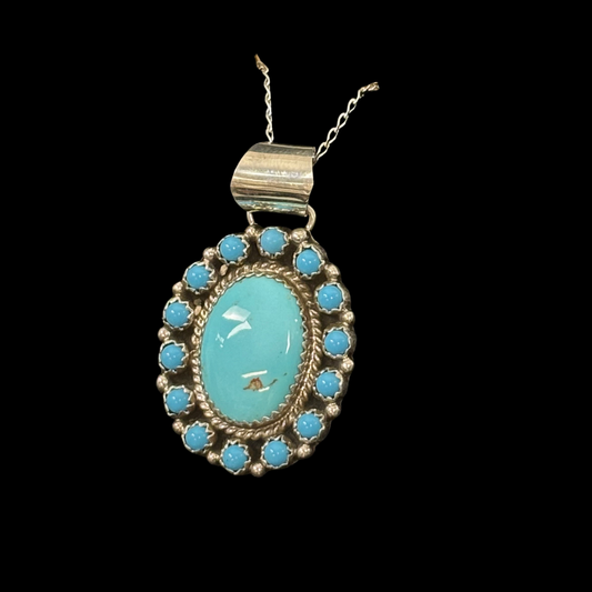 Turquoise & Sterling Silver Cluster Pendant