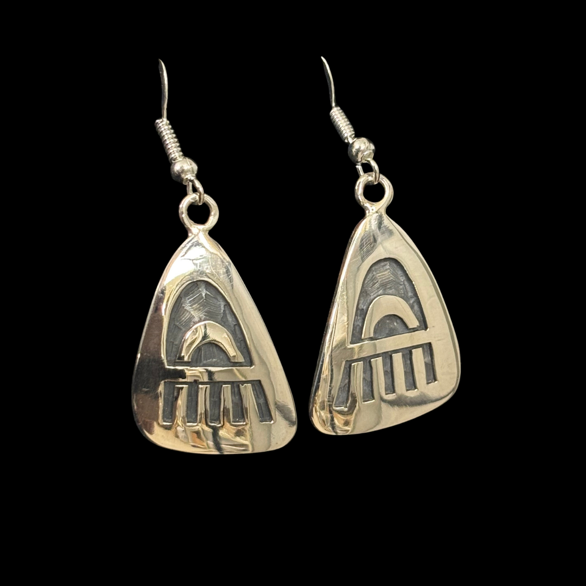 Hopi Bear Paw Sterling Silver Earrings by Steward Dacaywma