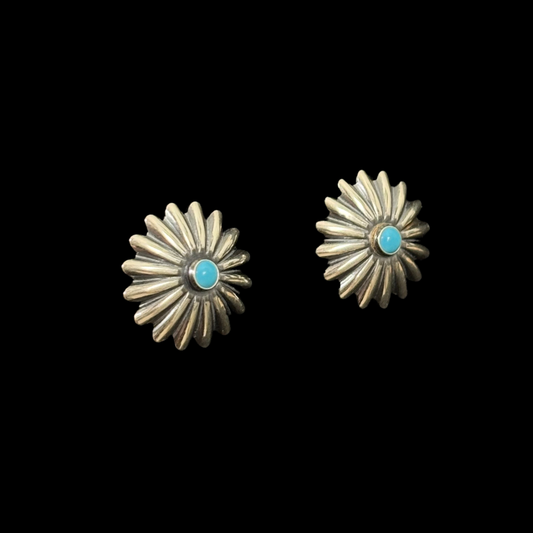 Sterling Silver Concho Button Earrings