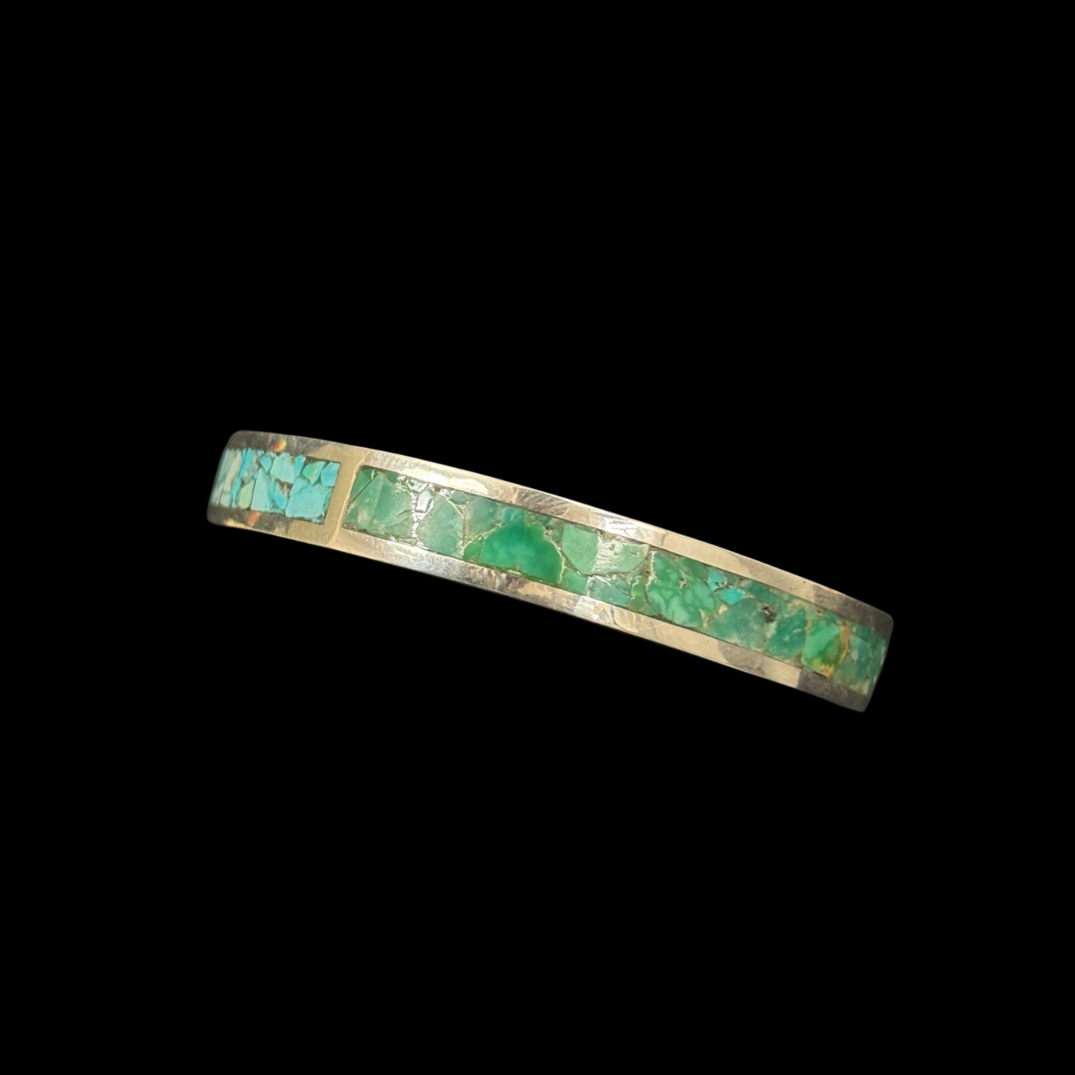 Turquoise Inlay Sterling Silver Bracelet by Andrew Lovato