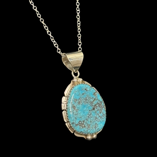 Sterling Silver Turquoise Pendant by Navajo Artist Nelson Morgan