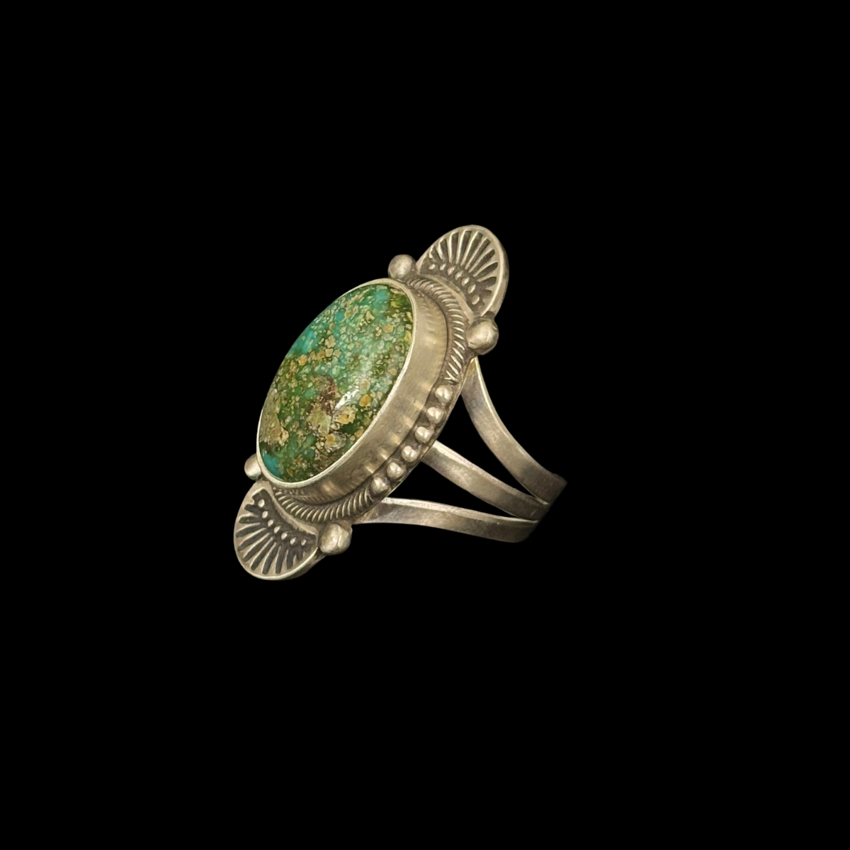 Royston Turquoise Sterling Silver Stamped Ring by Stanley Parker