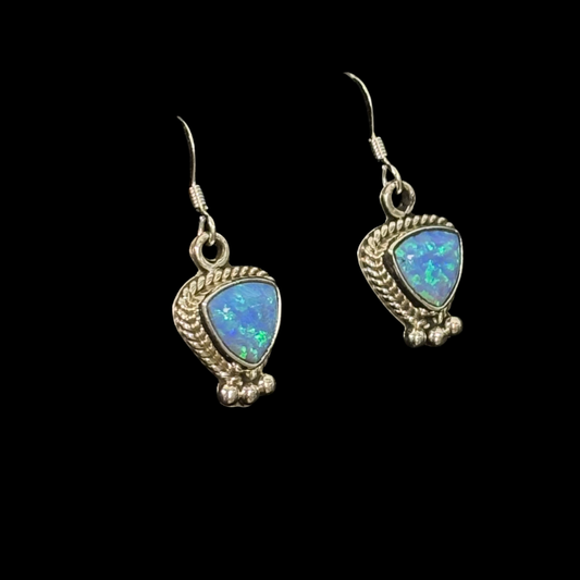 Triangle Blue Opal Earrings