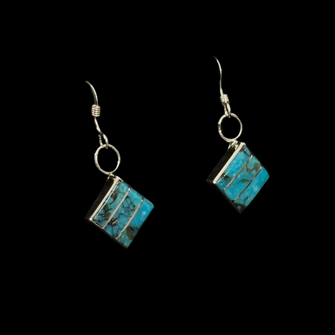 Square Turquoise Inlaid Earrings