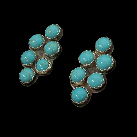 Navajo Turquoise Cluster Post Earrings