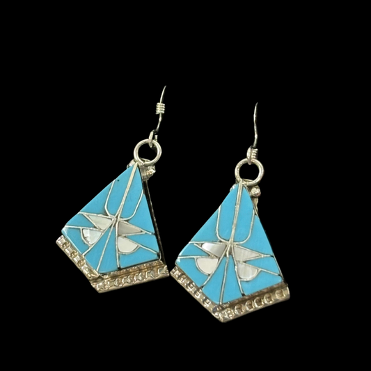 Zuni Inlaid Turquoise & Opal Earrings