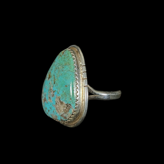 Navajo Kingman Turquoise Ring – Size 7 | Sterling Silver by Nelson Morgan