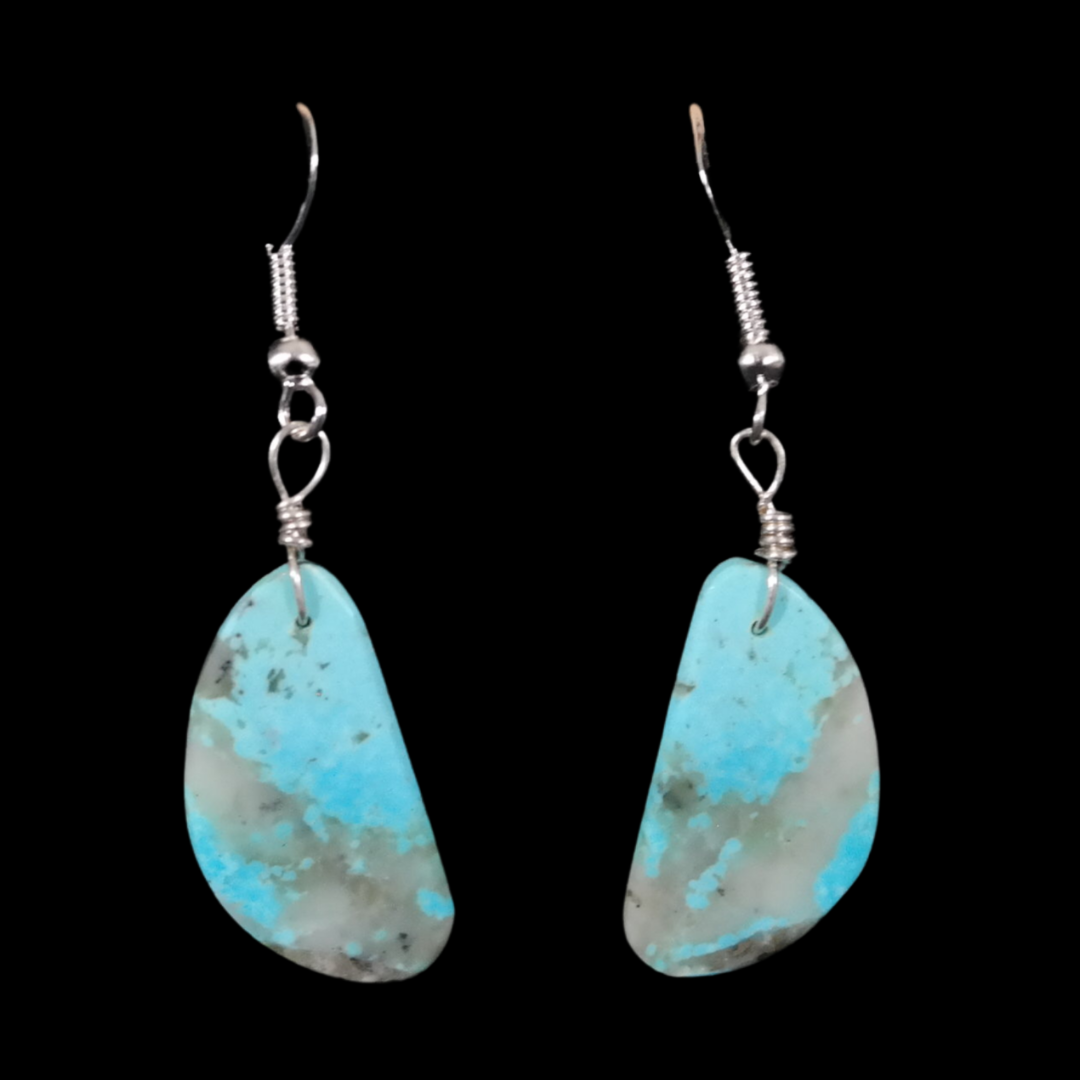 Andrew Lovato Turquoise Slab Dangle Earrings
