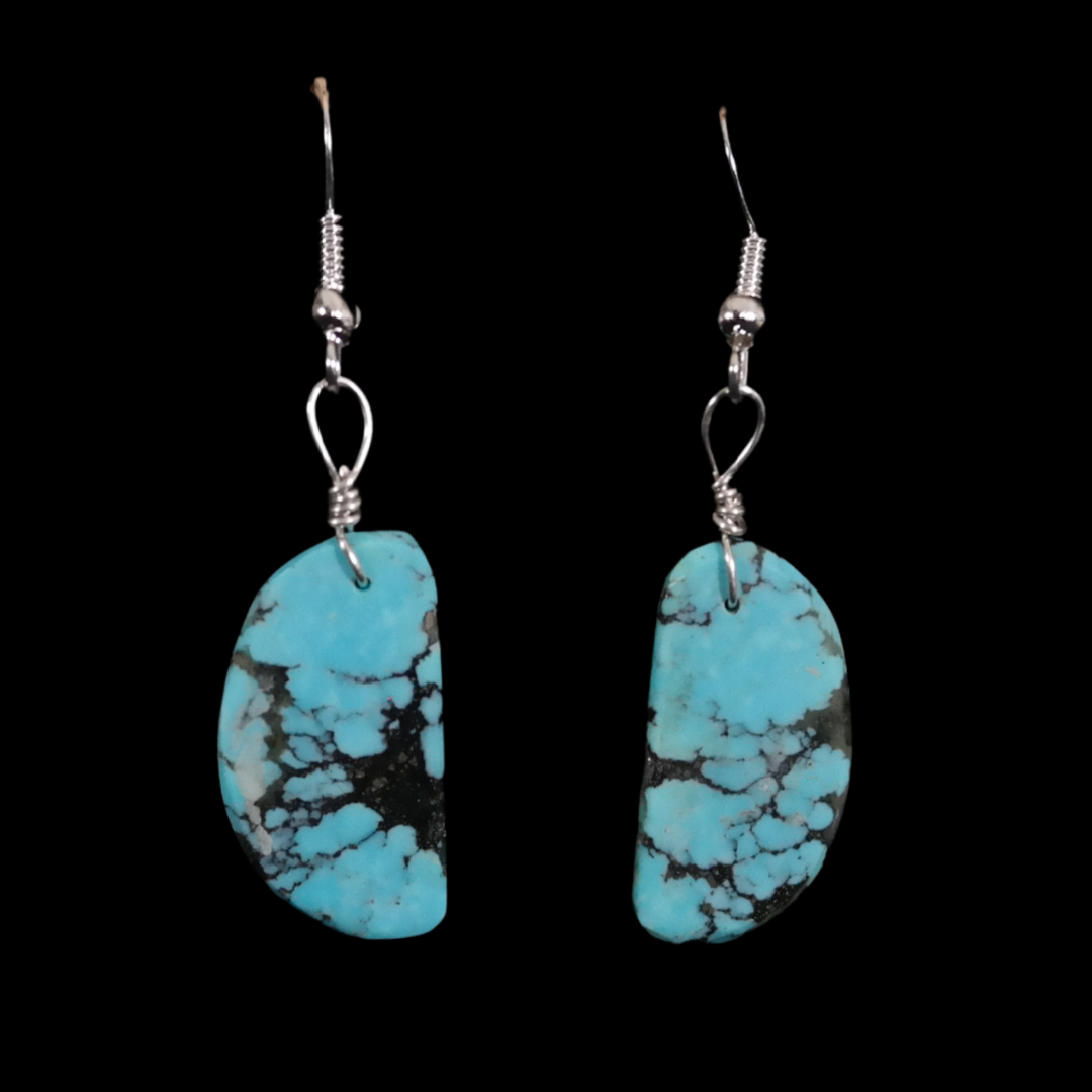 Andrew Lovato Turquoise Slab Dangle Earrings