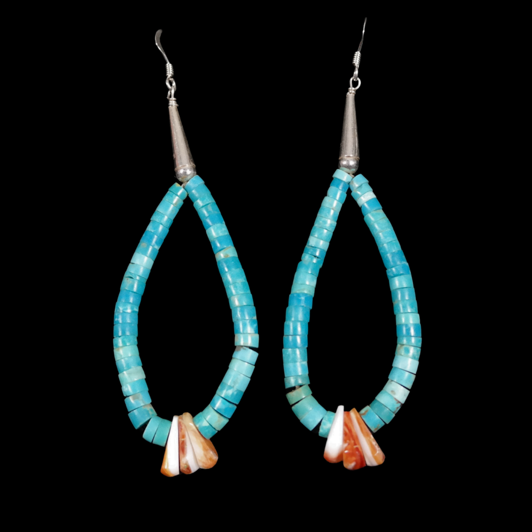 Andrew Lovato Turquoise and Spiny Oyster Jacla Earrings
