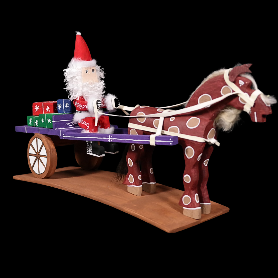 Navajo Folk Art Santa Claus Horse Cart by Delbert Buck