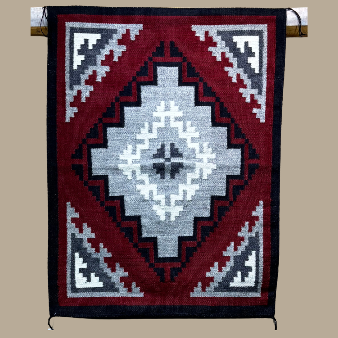 Authentic Ganado Navajo Rug by Isabel Leonard | Handmade 32" x 24" Native American Weaving