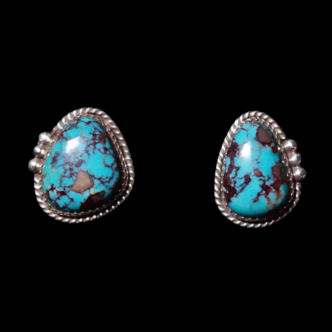 Sterling Silver & Turquoise Stud Earrings By Nelson Morgan