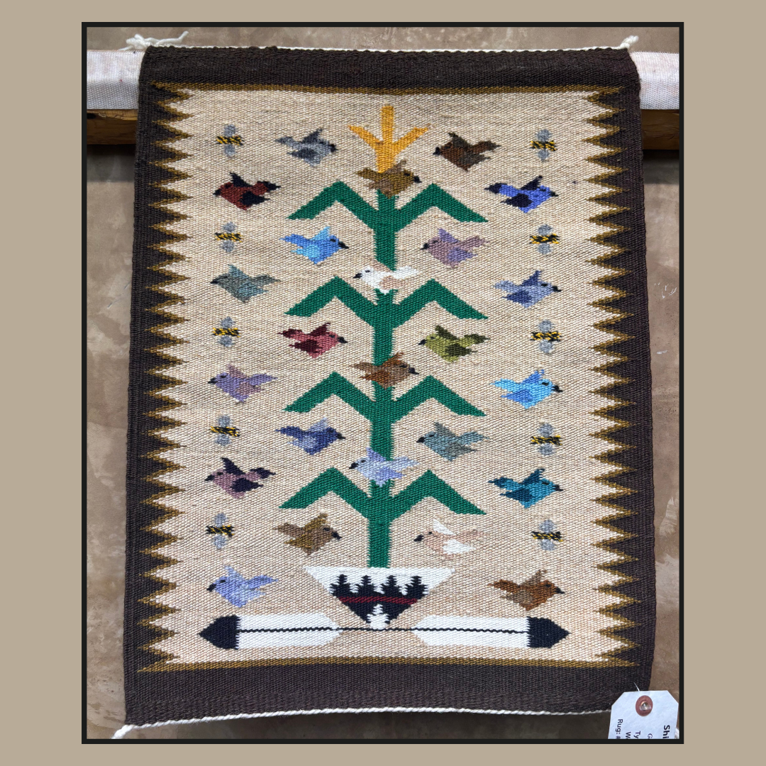 Navajo Tree of Life Pictorial Rug with Birds by Marie Begay | Handwoven Native American Textile