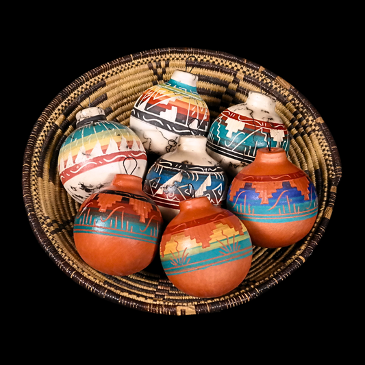 Navajo Red Etched Pottery Christmas Ornament by Cheryl Lewis