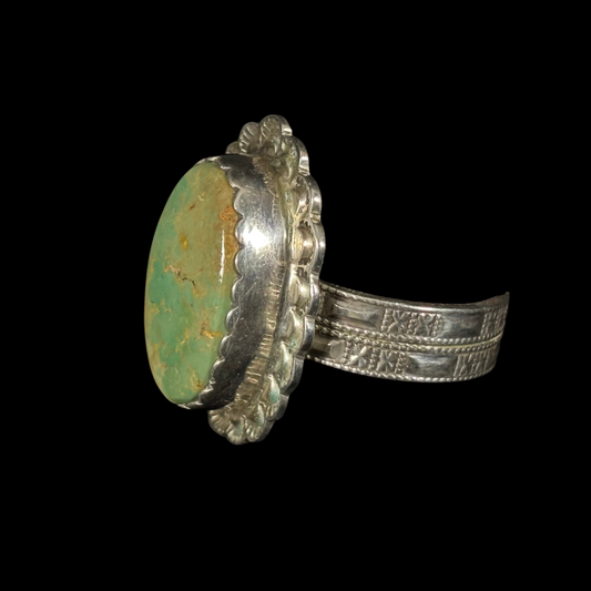 Sonoran Gold Navajo Turquoise Ring – Size 10 | Handcrafted Sterling Silver