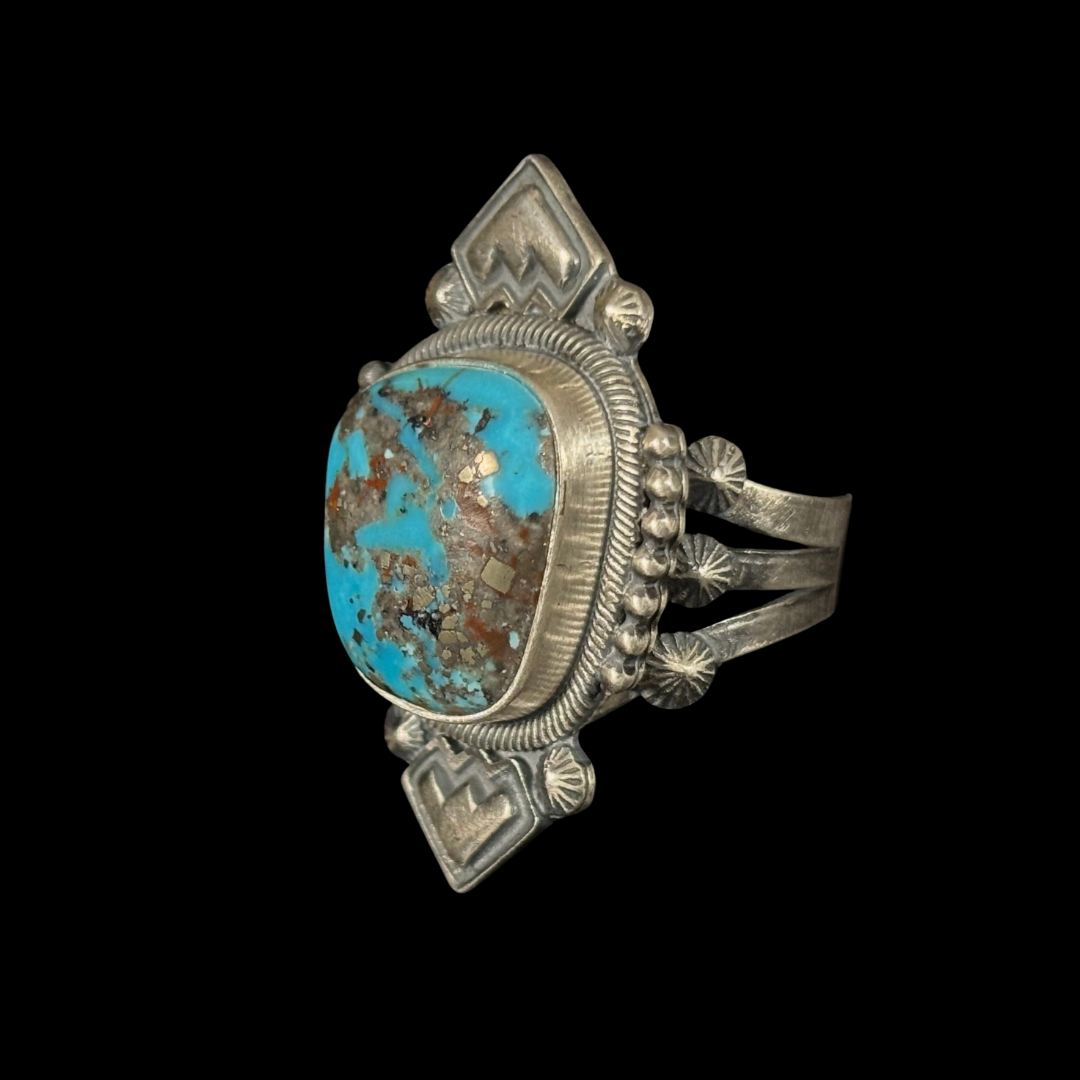 Navajo Morenci Turquoise Ring – Size 7 | Sterling Silver by Stanley Parker