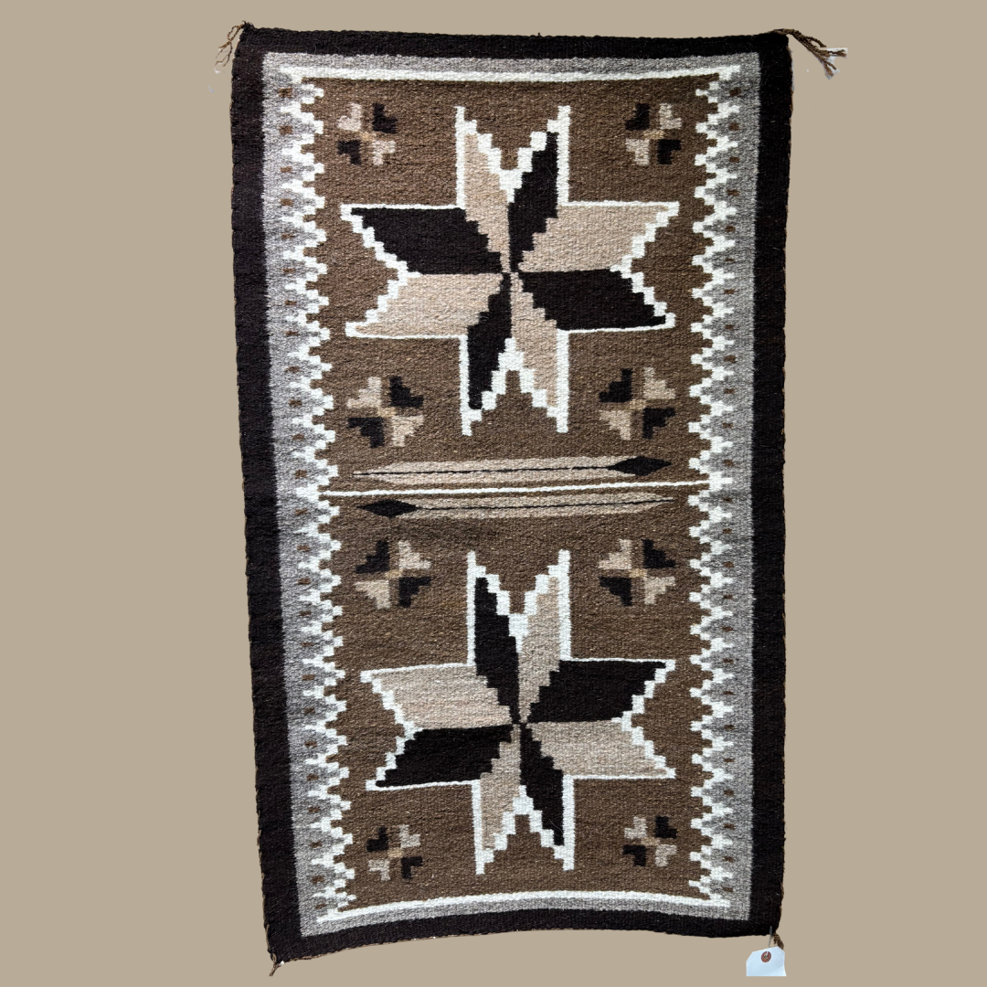 Authentic Two Grey Hills Navajo Rug by Grace Bryant | Handmade 43" x 25"