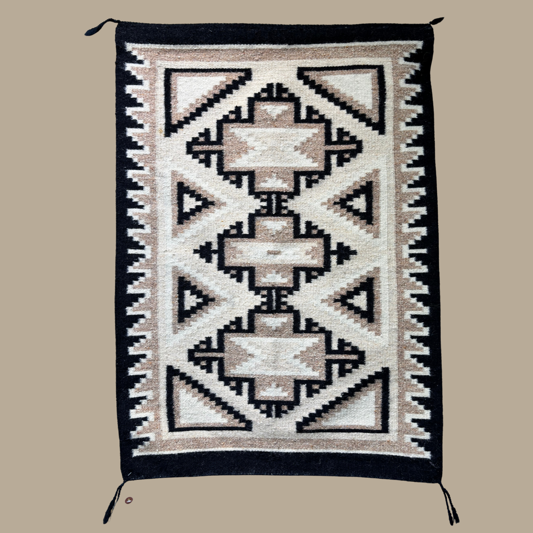 Authentic Two Grey Hills Navajo Rug by Mary Francis | Handmade 33" x 24"