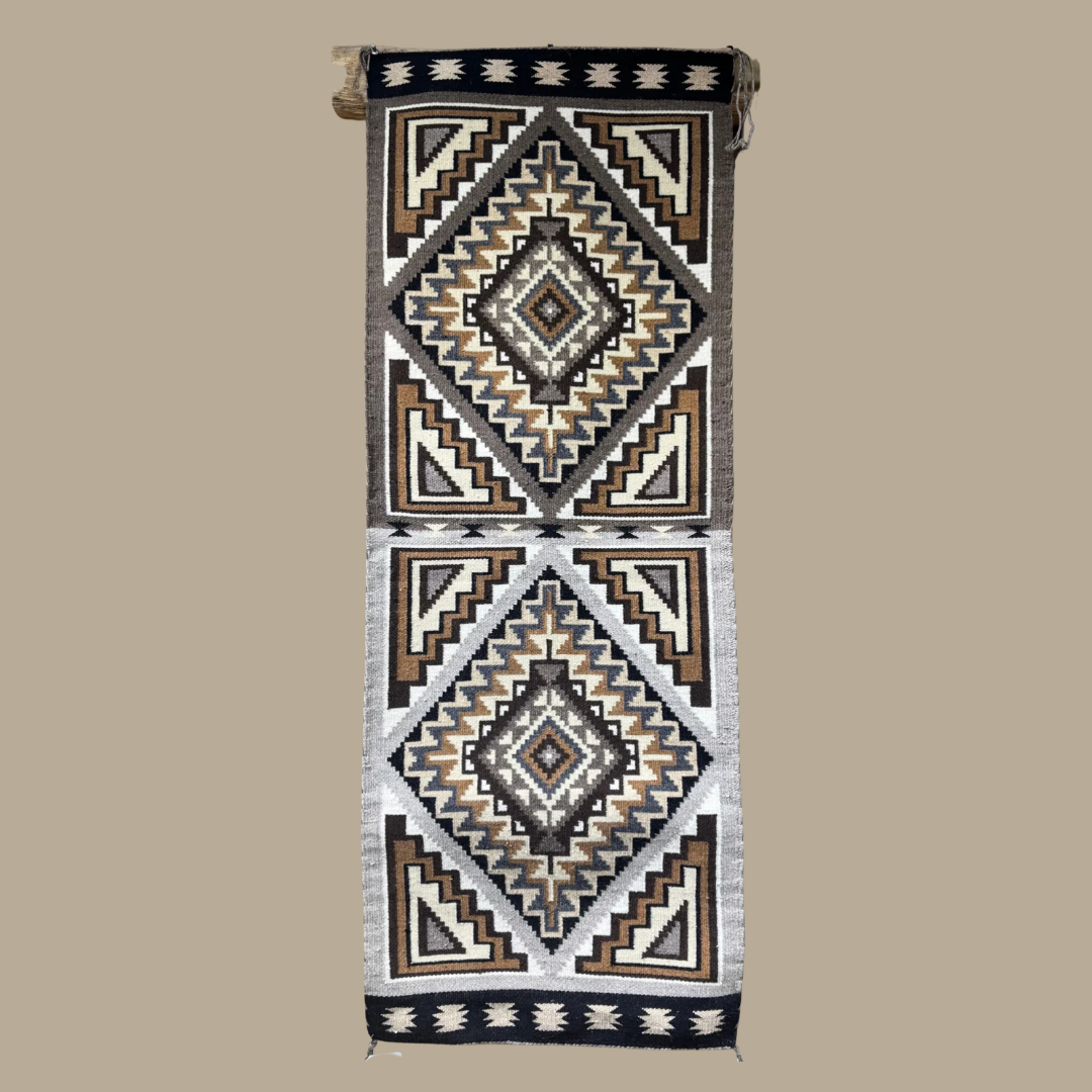 Authentic Two Grey Hills Navajo Rug by Rose Blue Eyes | Handmade 52" x 20"