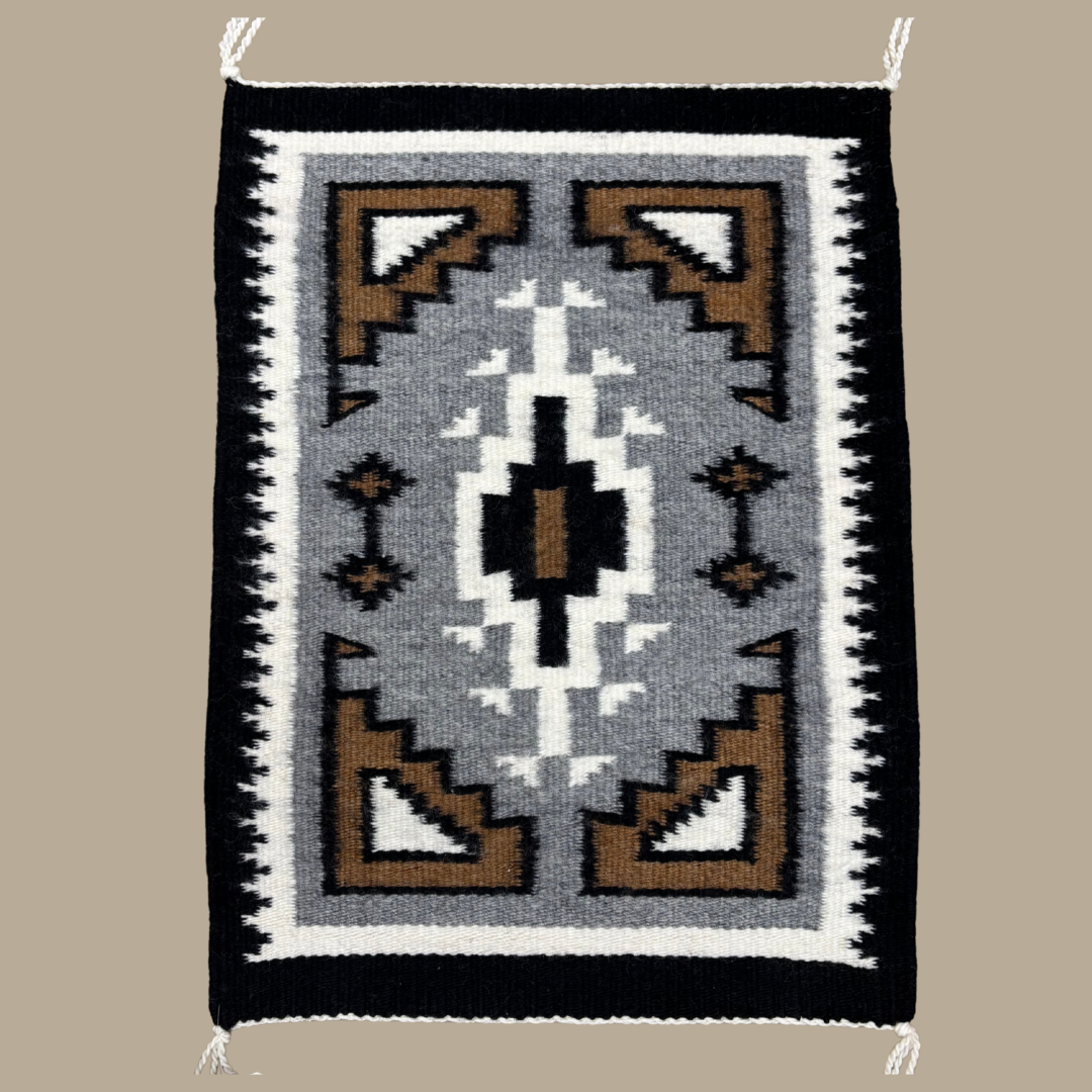 Authentic Two Grey Hills Navajo Rug by Virginia Yazzie | Handmade 19" x 15"