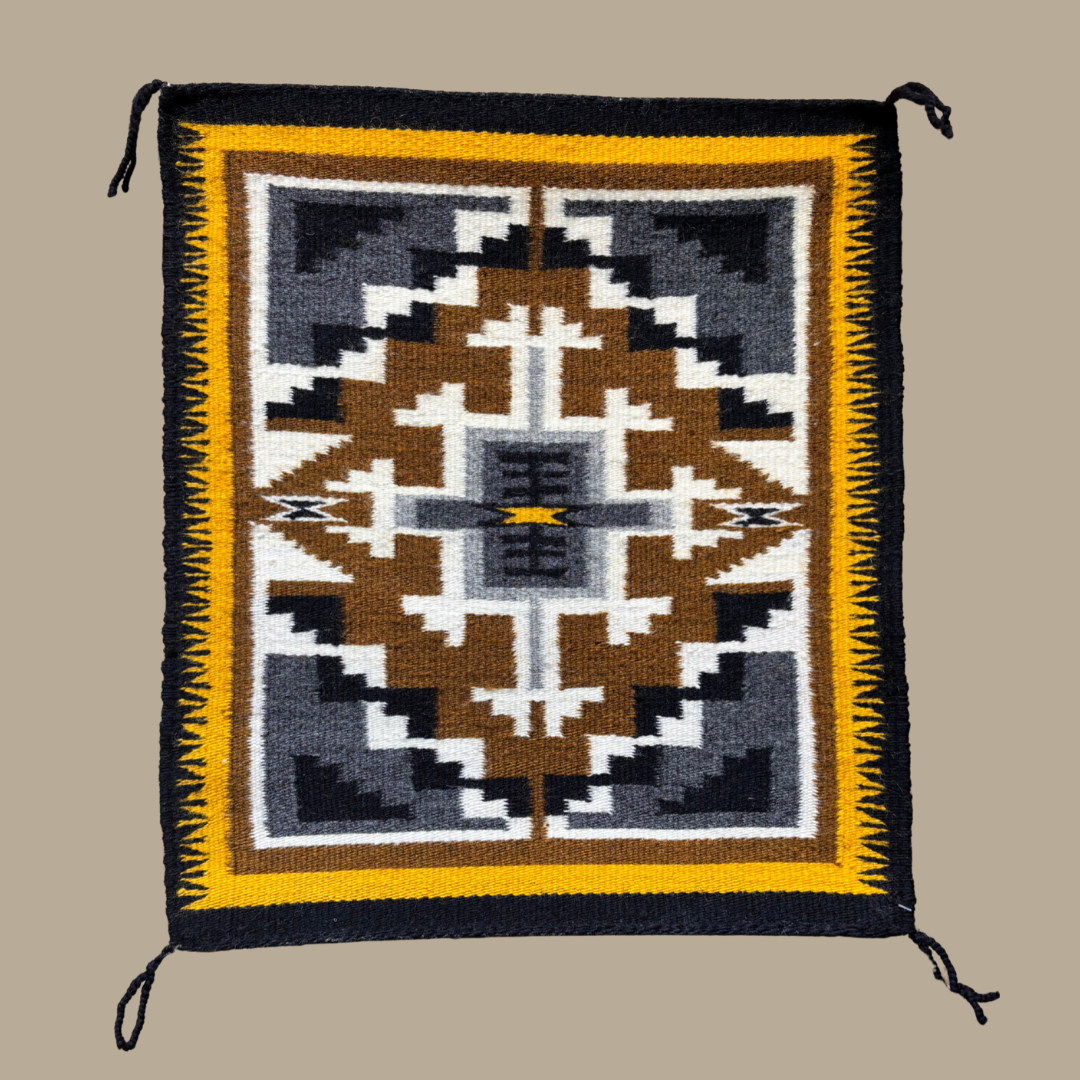 Authentic Two Grey Hills Navajo Rug by Shirley Benally | Handmade 19" x 17.5"