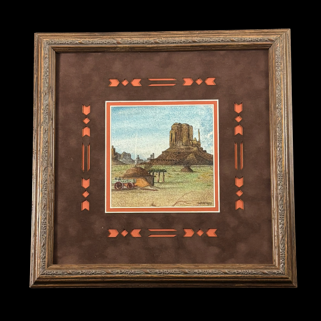 Navajo Sand Painting “War Eagle” by Harvey Begay – Monument Valley Scene