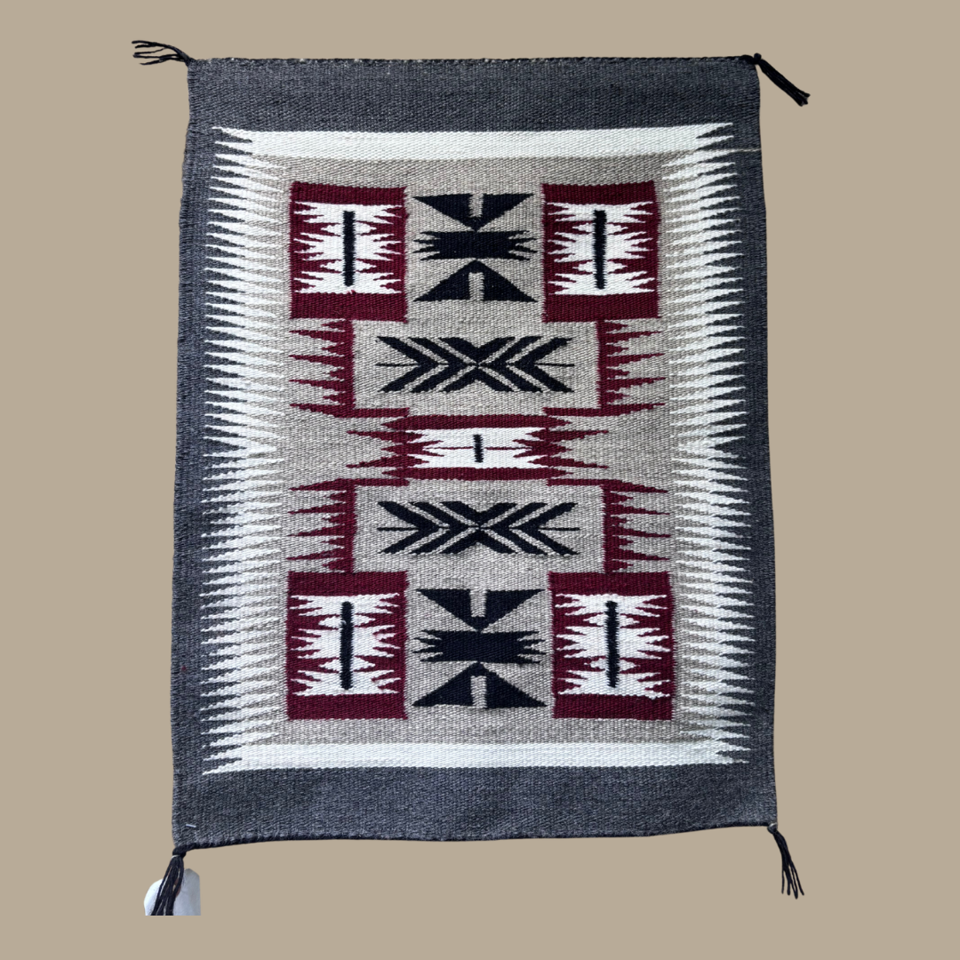 Authentic Storm Pattern Navajo Rug by Doris Duncan – Handmade 24" × 18"