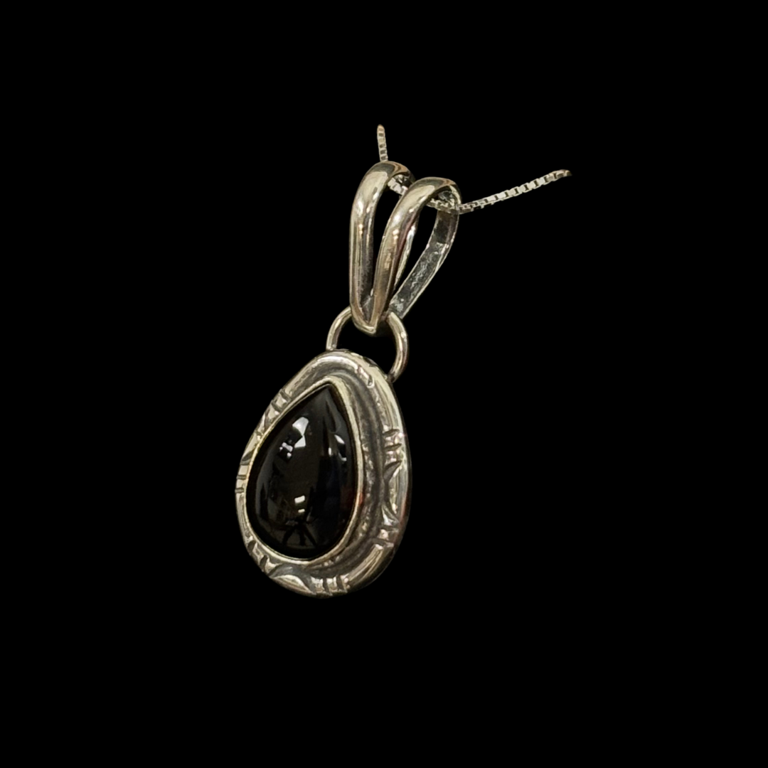 Sterling Silver & Jet Pendant