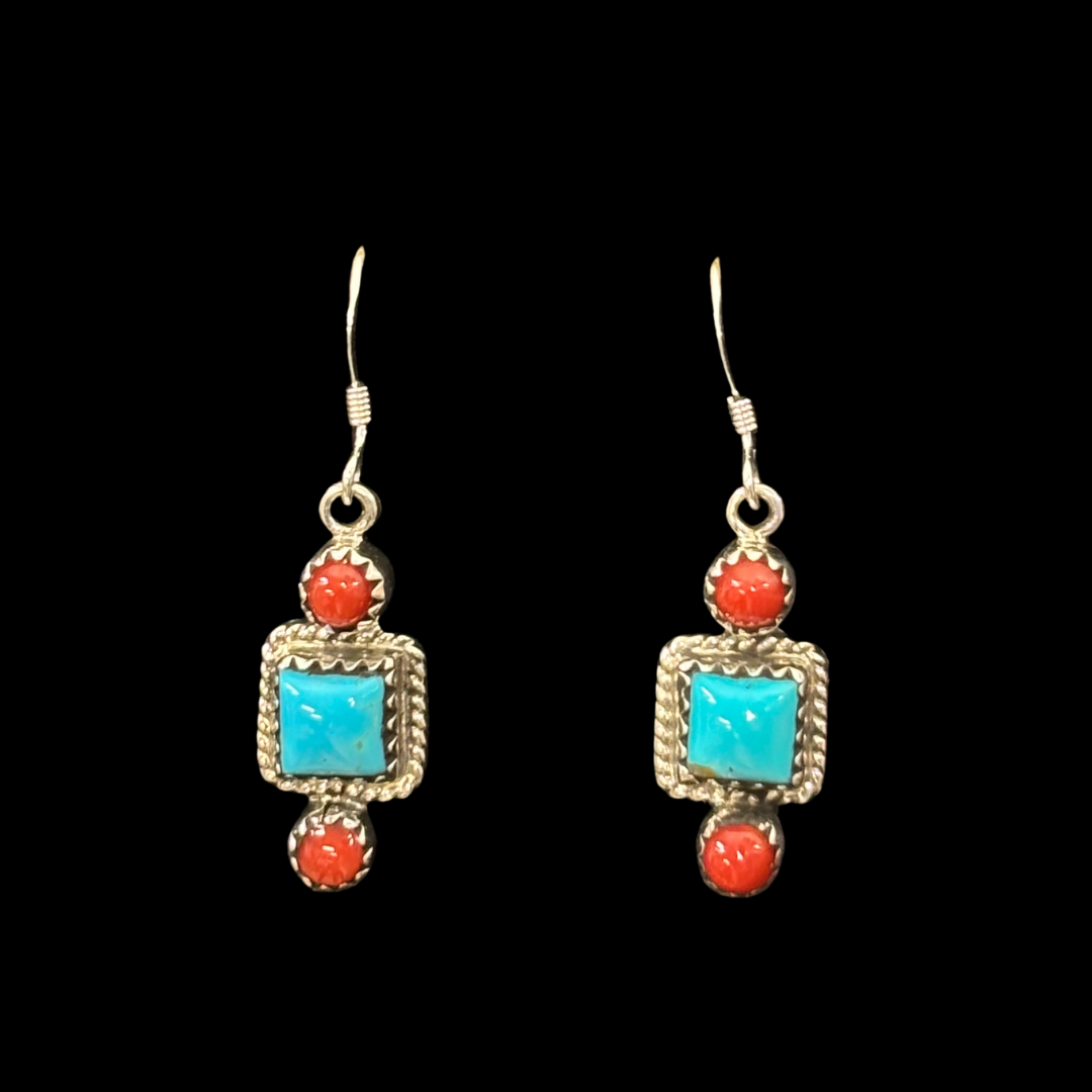 Turquoise & Coral Earrings