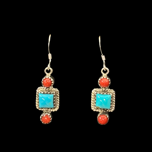 Turquoise & Coral Earrings