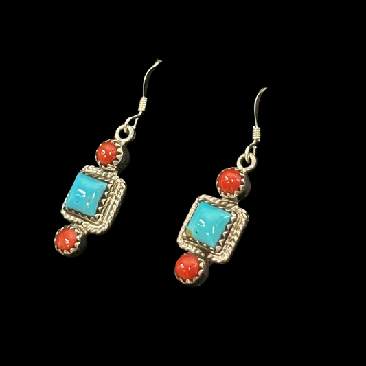 Turquoise & Coral Earrings
