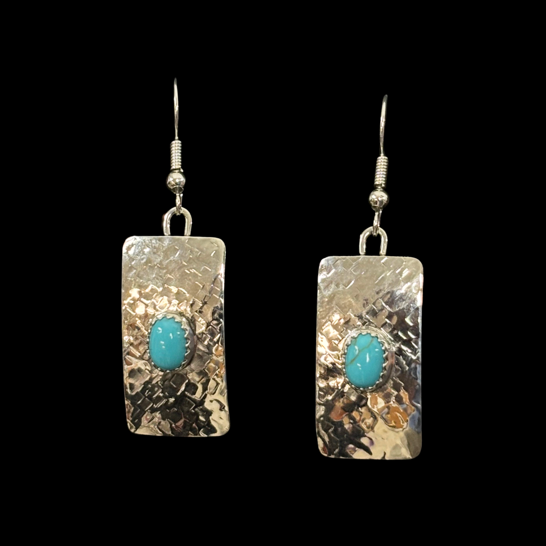 Silver Slab and Turquoise Earrings
