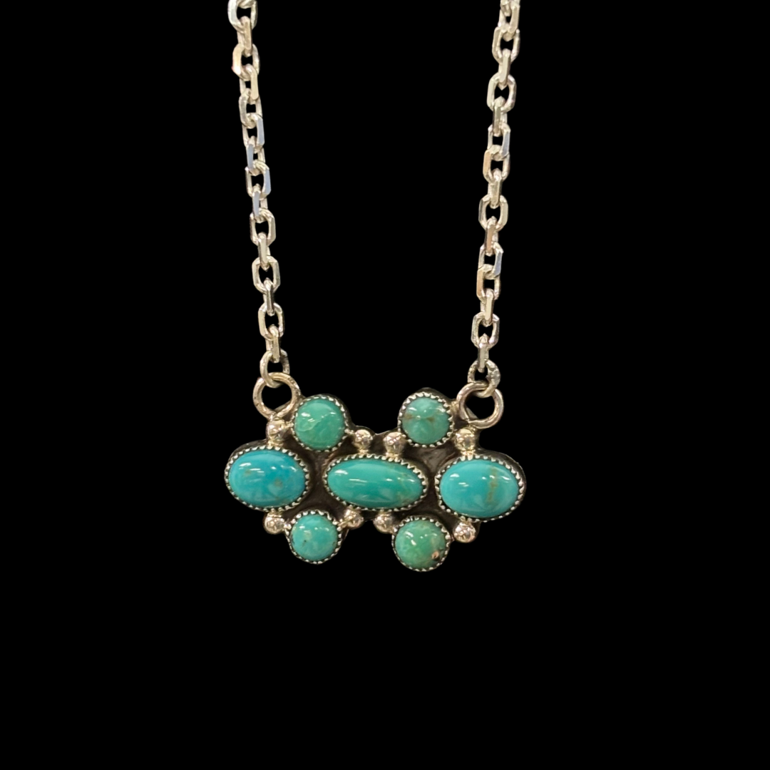 Turquoise & Sterling Silver Cluster Pendant
