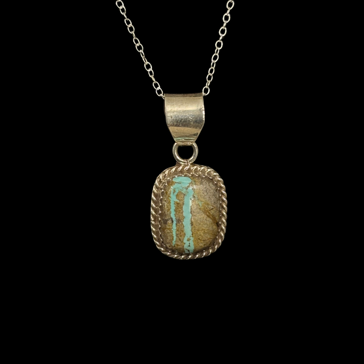 Carico Lake Ribbon Turquoise Sterling Silver Pendant by Nelson Morgan