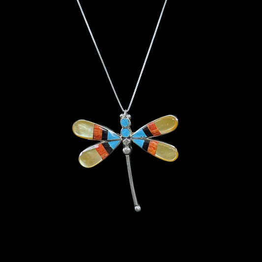 Zuni Inlaid Dragonfly Necklace