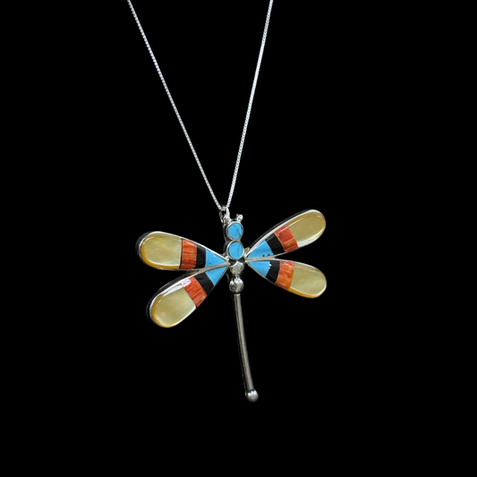 Zuni Inlaid Dragonfly Necklace