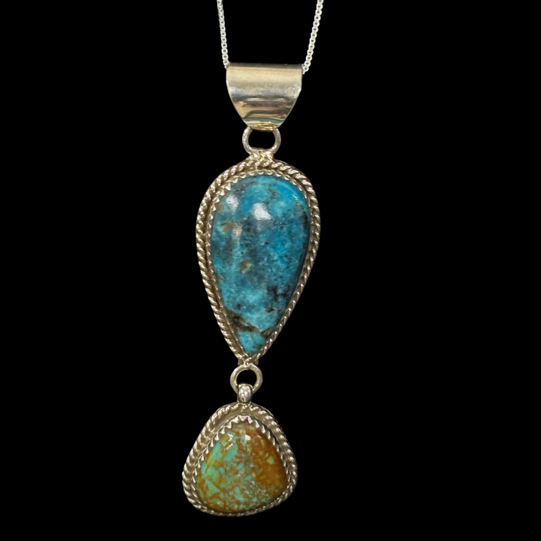 Two Stone Turquoise & Spiny Oyster Pendant