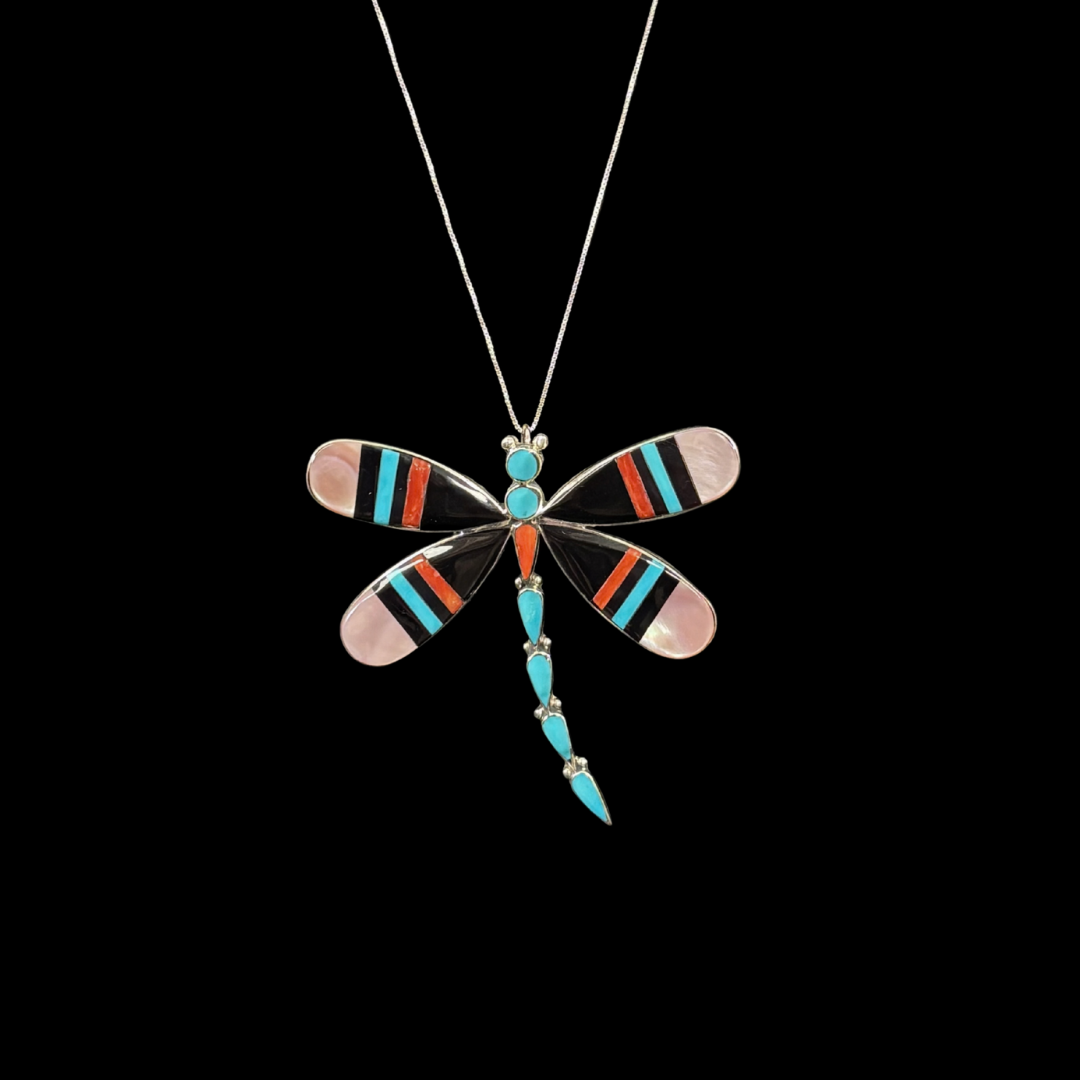 Zuni Inlaid Dragonfly Necklace